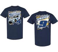 Checkered Flag Sports Chase Elliott #9 NASCAR 2024 Kelly Blue Book Draft 2 Sided T-Shirt, Blue, L
