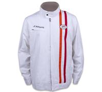 Checkered Flag Sports Dale Earnhardt Jr Motorsports Rally Stripe Canvas Throwback Jacket, White, XXL