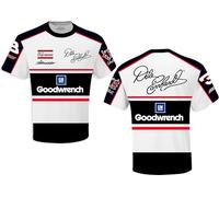 Checkered Flag Sports Sublimated Uniform T-Shirt - Dale Earnhardt Automotive Racing Apparel, White/Black, Medium