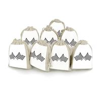 Checkered Flags Race Flag 8 PCS Muslin Bags with Drawstring Sachet Bags Empty Small Cotton Drawstring Bag Muslin Reusable & Washable Cotton Bag for Herb Spice Candy Soap Jewelry Wedding Gift Pouches