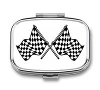 Checkered Flags Race Flag Pill Box Pill Case Cute Pill Organizer Pill Holder Medicine Pill Organizer Pill Container Daily Pill Organizer Small Pill Box Pill Case for Purse Pocket