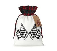 Checkered Flags Race Flag Printing 4.7x6.9 Inch Christmas Bag Drawstring Closure,For Christmas Anniversaries Birthdays,Holds Gifts