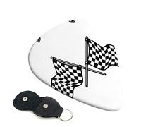 Checkered Flags Race Flag Set Of 6 Guitar Plectrums For Acoustic Guitar, Electric Guitar, Bass, Ukulele - Thin, Medium And Thick.