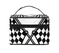 Checkered Flags Race Flag Travel Makeup Bag - Elegant and Spacious Cosmetic Organizer for On-The-Go