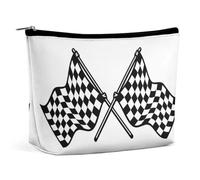Checkered Flags Race Flag Travel Makeup Bag Large Toiletry Bag for Women Waterproof Cosmetic Bags for Purse Portable Makeup Organizer Bags Cute Zipper Pouch Cosmetic Pouch Funny Travel Makeupbag