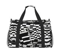 Checkered Flags Race Flags print Carry on Luggage for Women Men Shoulder Weekender Crossbody Bag for Yoga Travel Must Haves, Black, One Size