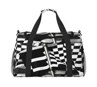 Checkered Flags Race Flags Print Functional Travel Tote Ample Space Travel Bag Foldable Carry On Tote for Weekender