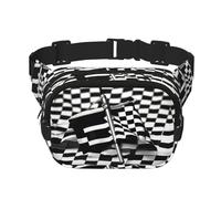 Checkered Flags Race Flags Print Square Double Layer bag Waist Bag Trendy Pack Travel Bag with Adjustable Bel, Black, One Size
