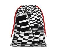 Checkered Flags Race Flags print Super soft velvet Christmas bag, fit for Halloween promotion and daily storage