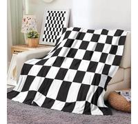 Checkered Flannel Blanket Black And White Throws for Sofas, Soft Cosy Plush Throw, Lightweight Fluffy Blanket for Bed, 3D Print Design Throw Adults Kids Bedroom Decor 70x80inch