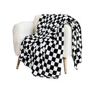 checkered flannel blanket Checkered Flannel Blanket Checkerboard Grid Pattern Soft Throw Blanket Couch Sofa Bed Decoration 100x150cm Black