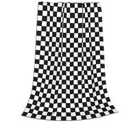 Checkered Fleece Throw Blanket Checkerboard Black and White Soft Flannel Plush Lightweight Warm Cozy Blanket for Bed Couch Sofa Travel 60"X50"