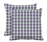 Checkered Geometric Dot Decor Soft Covers for Cushions, Purple Green Checkered Stripe Living Room Throw Pillow Cover 40cm X 40cm, 16X16 Inch Pillowcases for Sofa, Ladies Gifts Gifts Mum, Set of 2