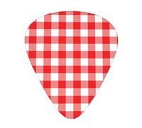 Checkered Geometric Red And White Squares,12 Pcs Guitar Pick,3 Different Thickness Plectrums for Acoustic Guitar Bass Ukulele (0.46mm 0.96mm 0.71mm)