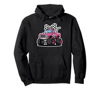 Checkered in My Monster Truck Mama Era Monster Truck Mom Pullover Hoodie