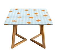 Checkered Leaves Square Tablecloth with Elastic Edgs Maple Leaf Fitted Table Cover Waterproof Topper Cap for Dining Wedding Party Picnic 160cm