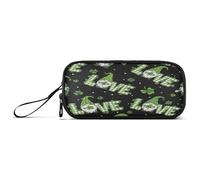 Checkered Letters Spelling Love Pen Pouch, High Capacity Pencil Case, Pencil Pouch with Compartments