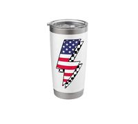 Checkered Lightning Bolt Thunder American Flag Stainless Steel Insulated Tumbler
