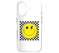 Checkered Lightning Eyes Yellow Smile Face Shirt Happy Face Case for iPhone 17
