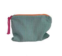 Checkered Makeup Bag Soft Large Capacity Portable Travel Cosmetic Minimalist Multifunctional Stylish Design Business Trips