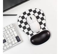 Checkered Mouse Pad with Gel Wrist Rest Support, Ergonomic Black Mousepad | Cooling Comfort Pain & Fatigue Relief Easy to Clean Office Accessories