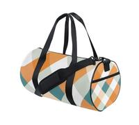 Checkered Orange Green Multifunctional Overnight Travel Duffel Bag Trekking Weekender Duffel Bag