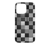 Checkered Patchwork Plaid Gingham Tartan Pattern Black White Case for iPhone 15 Pro Max