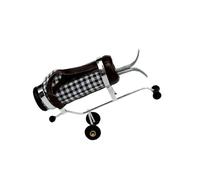 Checkered Pattern Cart Toy 1/12 Scale Metal Construction With Leather Checkered Design For Dollhouses Interactive Dollhouses Golf Play Set