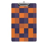 Checkered Pattern Orange Purple A4 Acrylic Clipboard for Papers Writing Planner, Office Wall Mounted Large Capacity Organizer