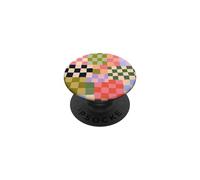 Checkered Pattern Wavy Colorful Retro Y2K 70s Aesthetic PopSockets Adhesive PopGrip