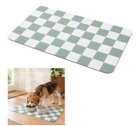 Checkered Pet Feeding Mat Non Slip Wipe Clean for Bowls 30x50cm Sage Green | Holds firmly in place, Catches spills and crumbs, For pet bowls and water dishes, Suitable for home kitchen and travel use