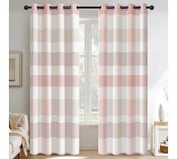 Checkered Pink Curtains for Living Room, Gingham Plaid Tartan Blackout Curtains Bedroom, 52 x 63 Inch 2 Panels, 63 Drop Eyelet Thermal Window Drapes, Home Decor E-D28