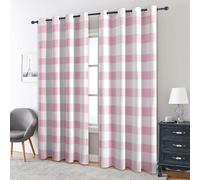 Checkered Plaid Blackout Curtains, 72 Drop, Pink and White Gingham Printed Curtains for Living Room, Bedroom, Eyelet Drapes for Window Home Decor, 46x72 Inch 2 Panels l5ax1-128