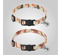 Checkered Plaids Cute Swans Collar for Small Dogs Release Buckle Dog Collar for Puppy Girl Boy Set of 2