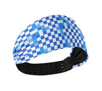 Checkered Plain Blue White Cooling headbands Stretchy sweatbands for women for tennis make up Athletic Sports cintillos de pelo para mujeres