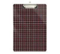 Checkered Red White Black clipboard Folio with Writing pad Plastic for Nurses Home Contractor Size 9 x 12 Silver