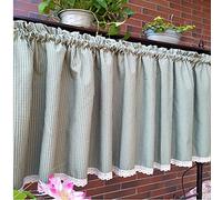 Checkered Short Curtain, for Small Window, Kitchen Curtains, Cafe Drapes,Bathroom Window Rod Pocket Half Decor Room Divider Short Curtain,Wash Basin Half Curtain,1Panel