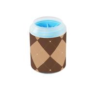 Checkered Yellow White Brown Portable Dog Foot Cleaner Cup Soft Silicone Bristles Pets Supplies and Accessories for Small Medium Large Breed Dogs/Cats