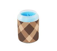 Checkered Yellow White Brown Portable Pet Foot Paws Washer with Soft Silicone Brush Pets Supplies and Accessories for Small Medium Large Breed Dogs, Cats