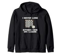 Checkers Game I Never Lose Either I Win Or Learn Checkers Zip Hoodie