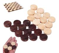 Checkers Pieces 24Pcs Wooden Smooth Spiral Engraved Draughts Pieces Educational Round Painted Backgammon for Kids Board Game Checkers