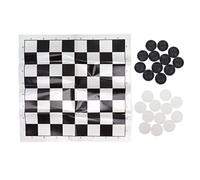 Checkers Set Stackable Black White Plastic Pieces Draughts Board Game with Transparent Box for Kids and Adults Family Game Night