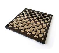 Checkers XL - Handcrafted from varnished hornbeam wood. Ecoresponsible. Checkerboard size 15.7 x 15.7 in. Foldable board, easy storage, travel game. Brand: Le Délirant®.