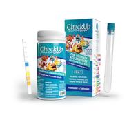 CheckUp Aquarium Test Strips | Test Kit for Freshwater, Saltwater, Pond, Fish Tank | 9 Parameters Test for Iron, Copper, Nitrite, Nitrate, Chlorine, Hardness, pH, Alkalinity and Carbonate | 100 Strips