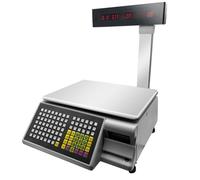 Checkweigher Scale Retail Price Computing Digital Label Printing 15kg/30kg Capacity, Commercial Barcode Pole Display with Label and Receipt Printer, for Store, Supermarket and Farm,15kg/5g