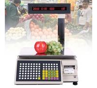 Checkweigher Scale Retail Price Computing Digital Label Thermal Printer, Label Printing Pole Display with Vertical Pole, Double Side LCD Display for Food Meat Produce Weight 30kg/10g