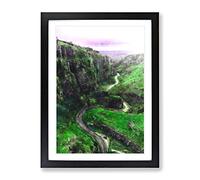 Cheddar Gorge In Somerset Painting Modern Framed Wall Art Print, Ready to Hang Picture for Living Room Bedroom Home Office Décor, Black A2 (64 x 46 cm)