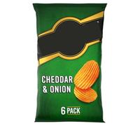 Cheddar & Onion Ridge Cut Multipack Crisps, Vegetarian, 6 Pack, 25g Each