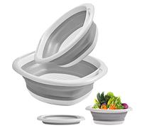 CHEDODU Silicone Foldable Sink, 2 Pack (6L + 4L), Portable Wash Tray, Multi-Purpose Folding Bowl for Travel, Camping and Home Kitchen, Grey