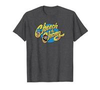 Cheech & Chong Classic Text Logo Floating Cartoon Faces T-Shirt, Men, Dark Heather Grey, 6X-Large